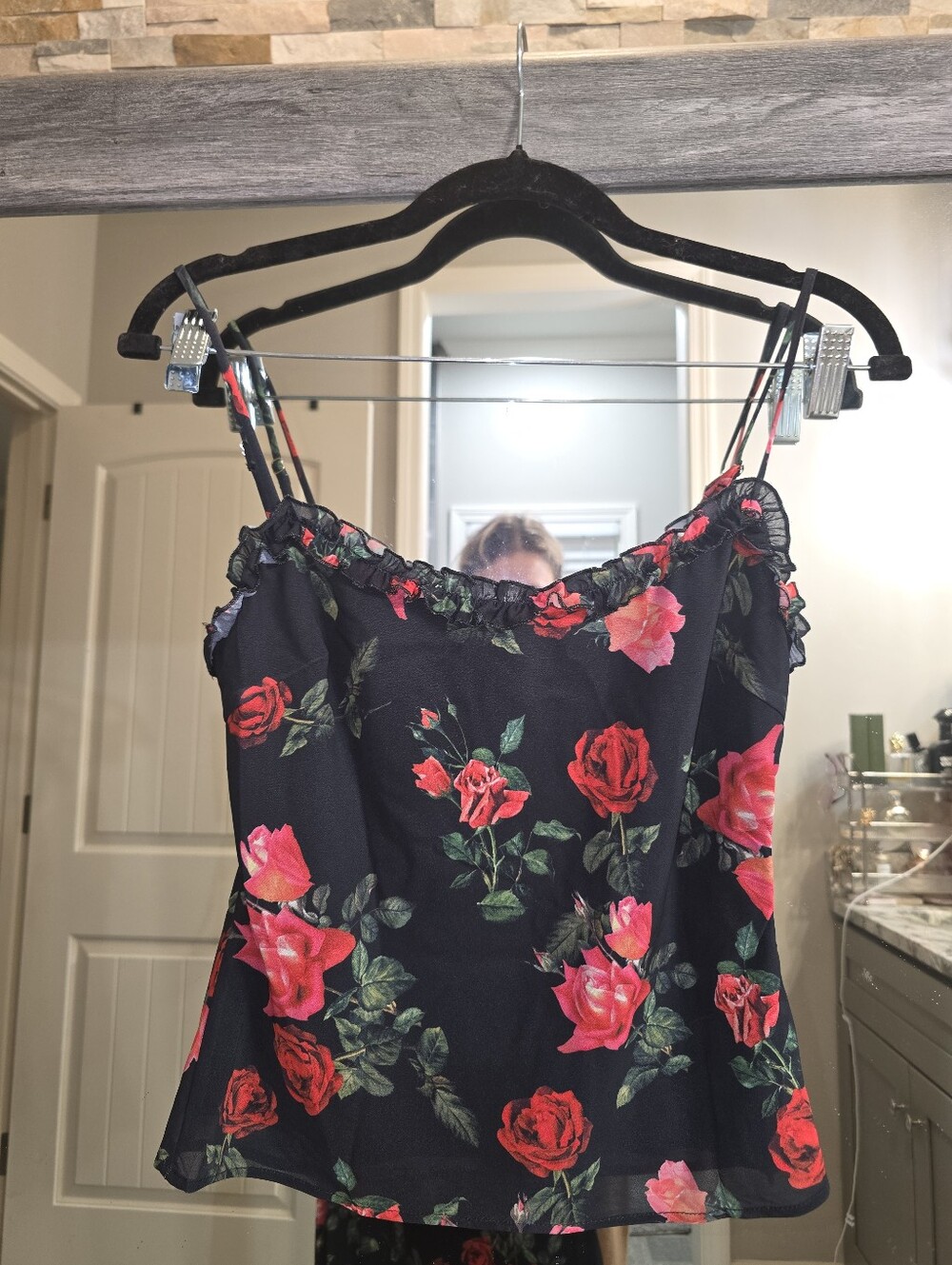NWT Peppermayo SET Floral Camisole Maxi Skirt Black Red Roses SMALL Evening Top - Picture 7 of 16